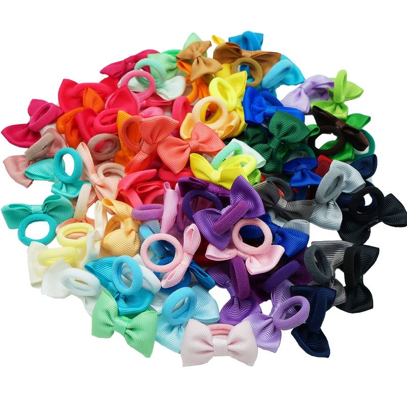 Temu 80pcs Tiny Hair Ties, Headbands, Scrunchies with Bows Baby Bows Rubber Bands Hair Ties Soft Elastics Ponytail Holders Hair Accessories for Infants